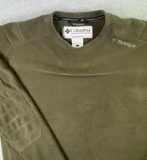 Columbia Titanium Fleece Sweater Mens Large Green Crewneck Sleeve Zip Pocket