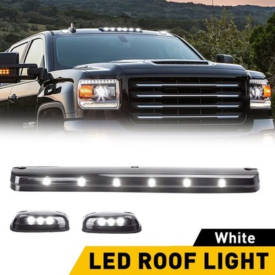 Full White Cab Marker Roof Lights LED For 07-21 Silverado Sierra 2500HD 3500HD