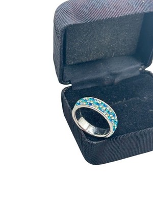 JCM Ring Size 8 Jacmel Mauritius Sterling 925 Aqua Clear Pave Crystal Ring