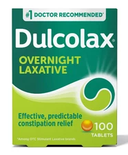 Dulcolax Overnight Laxative Relief 2pk/100 Tab (200)*EXP:07/27*Free Shipping*