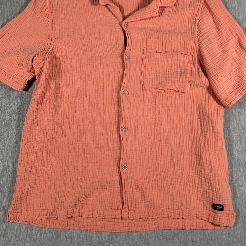 Zara Shirt Mens Large Pink Gauze Short Sleeve Button Front Dnwr Cotton Casual - Image 3 of 4