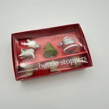 Boston Warehouse Christmas Bottle Stoppers Set of 3 - Santa, Original Box