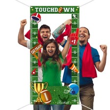 Football Picture Frame Banner 35.4x70.8in, Touchdown Photo Booth Backdrop, Sp...
