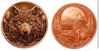 Copper-5 oz Wolf-Glow In Dark Eyes-999 Fine-Round In Capsule-High Relief??
