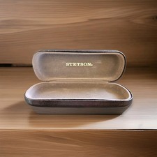 STETSON DARK BROWN BEAUTIFUL HARD CLAMSHELL EYEGLASSES CASE WITH FELT LINING
