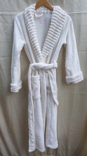 White Mark fuzzy warm Bath Robe S/M white belted