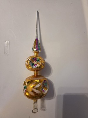 Vintage Handblown Mercury Glass Tree Topper With Box 13'' Tall European made