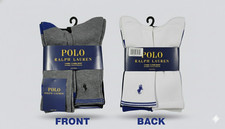 Polo Ralph Lauren - Men Crew Socks Classic Sport Size 10-13 Grey White Black NEW