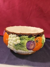 Fitz And Floyd 1992 Hand Painted Mediterranean Tuscany Fruit/candy Serving Bowl.