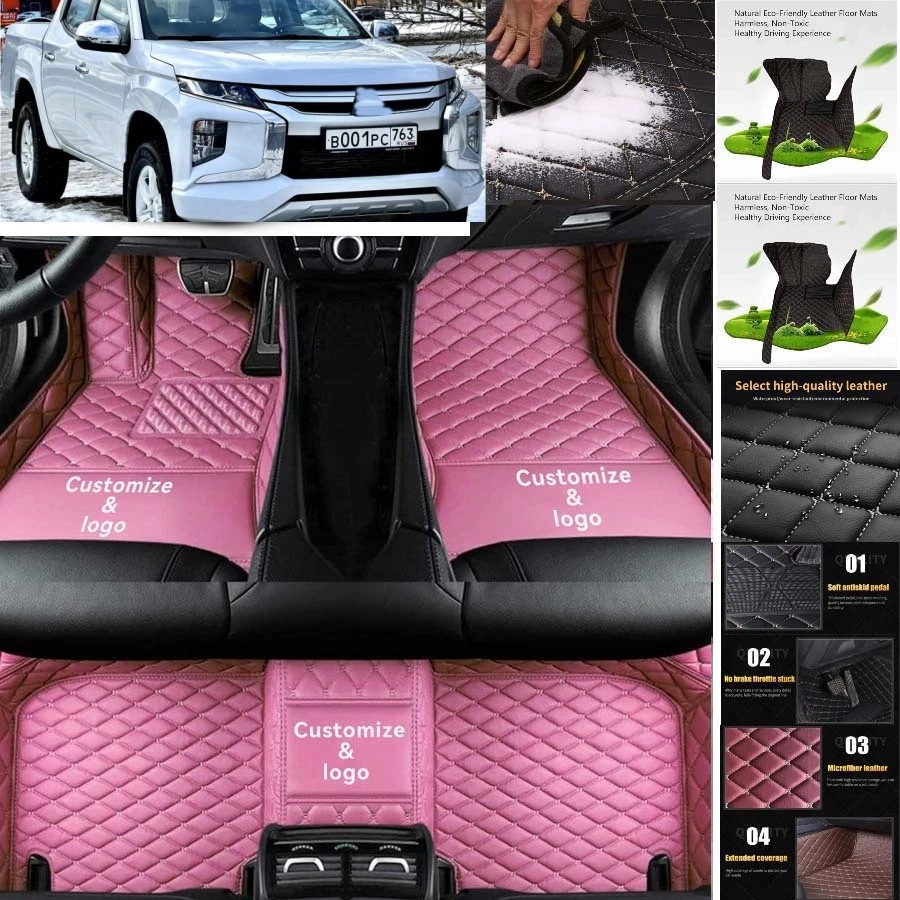 For Mitsubishi L200 Car Floor Mats Luxury Waterproof Pads Liner Auto Rug Foto 3 de 4