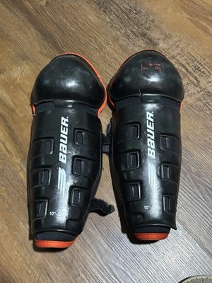  BAUER IMPACT ICE HOCKEY SHIN GUARDS - BLACK - SIZE: YOUTH  10 