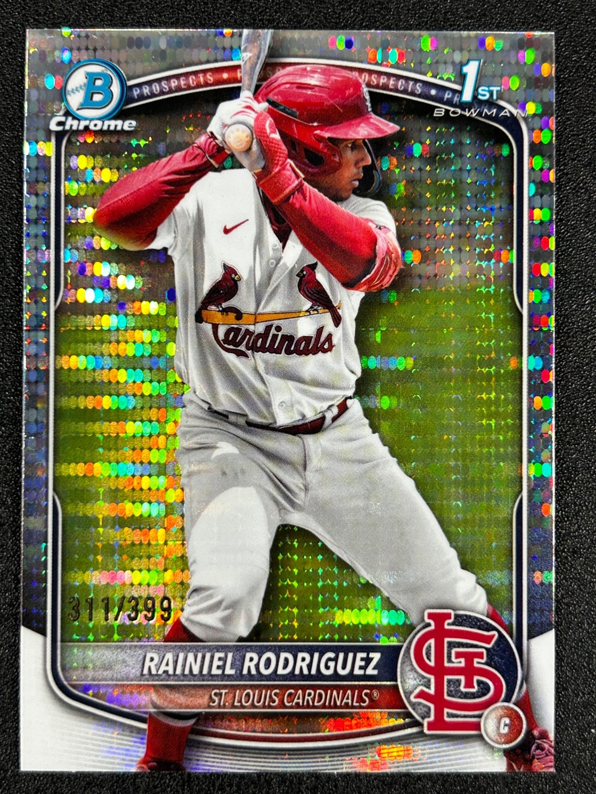Rainiel Rodriguez 2025 Bowman Chrome 1st Pulsar Refractor 311/399 CARDINALS 