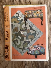 Vintage 60s Needlepoint Transfer Pattern McCalls 9136 Floral Uncut
