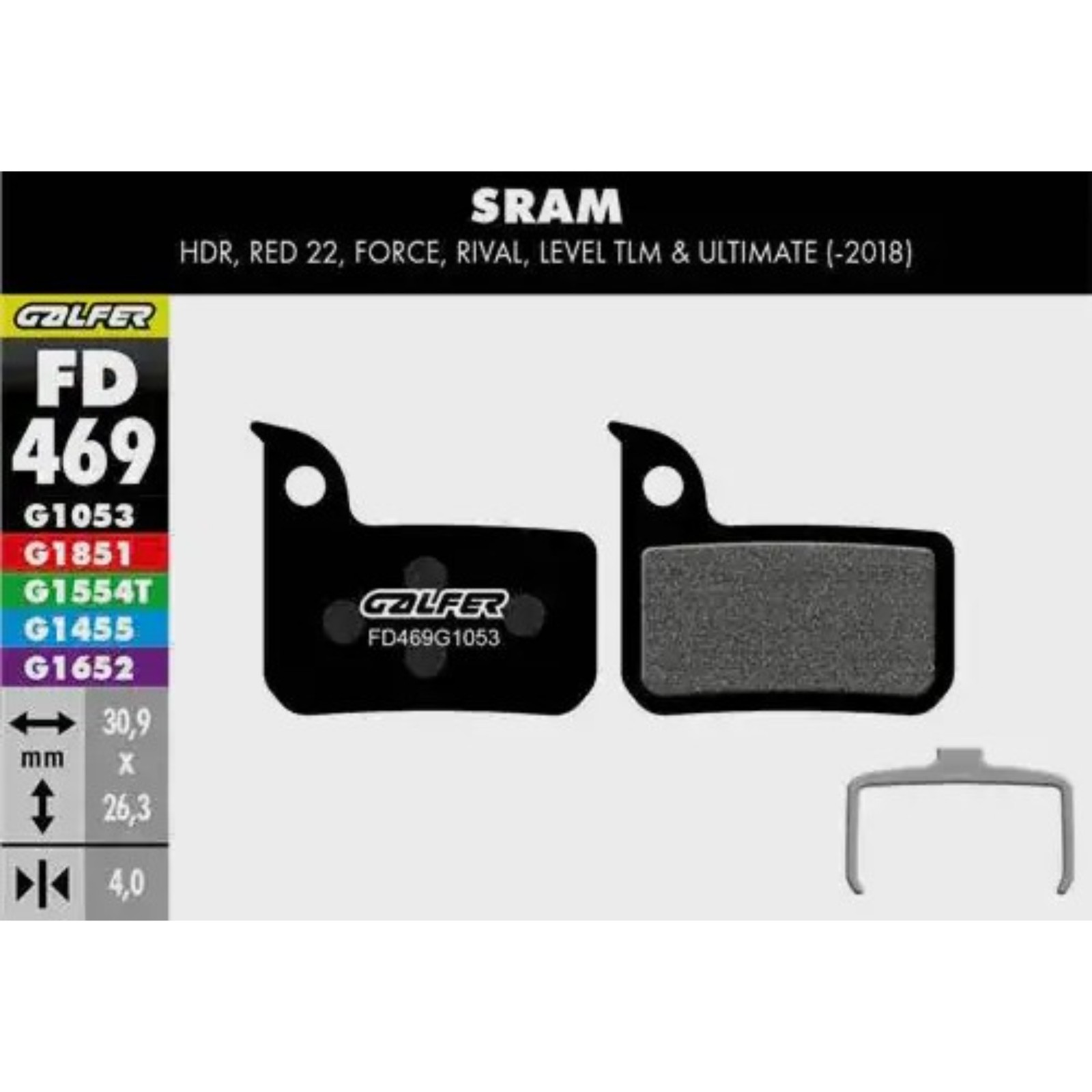 Galfer Standard Bike Disc Brake Pad - SRAM - Red/Force/Rival/Level TLM, Ultimate