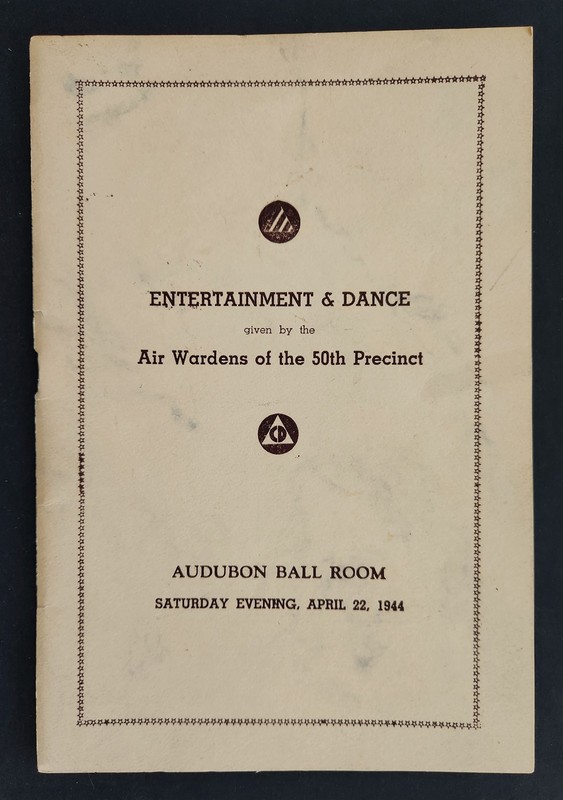 1944 vintage AIR WARDENS 50th PRECINCT entertainment dance program WYNNE