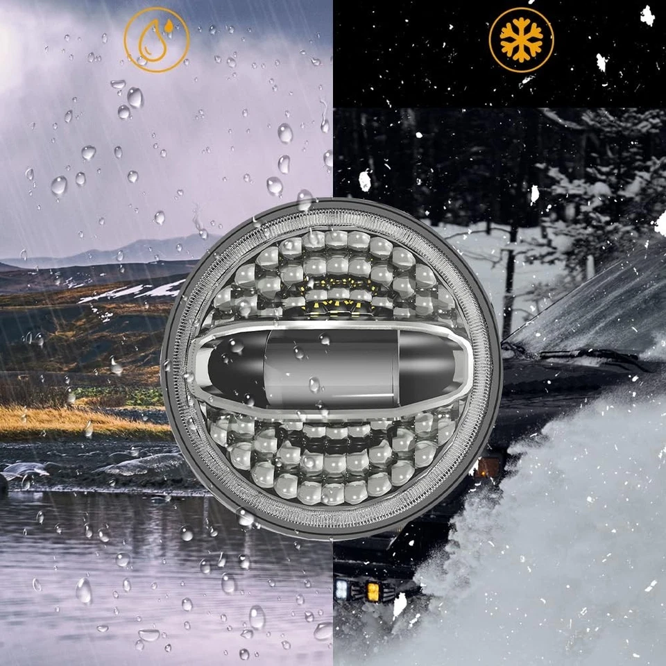 7" 5D Halo White Amber LED Motorcycle Headlight with Harley Davidson Foto 3 de 4