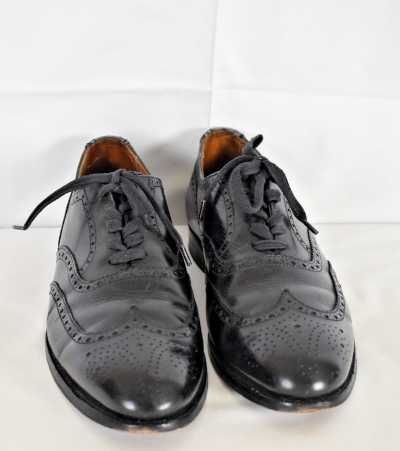 Vtg Polo Ralph Lauren  Black Leather Wingtip Oxfords Dress Shoes 8.5 D