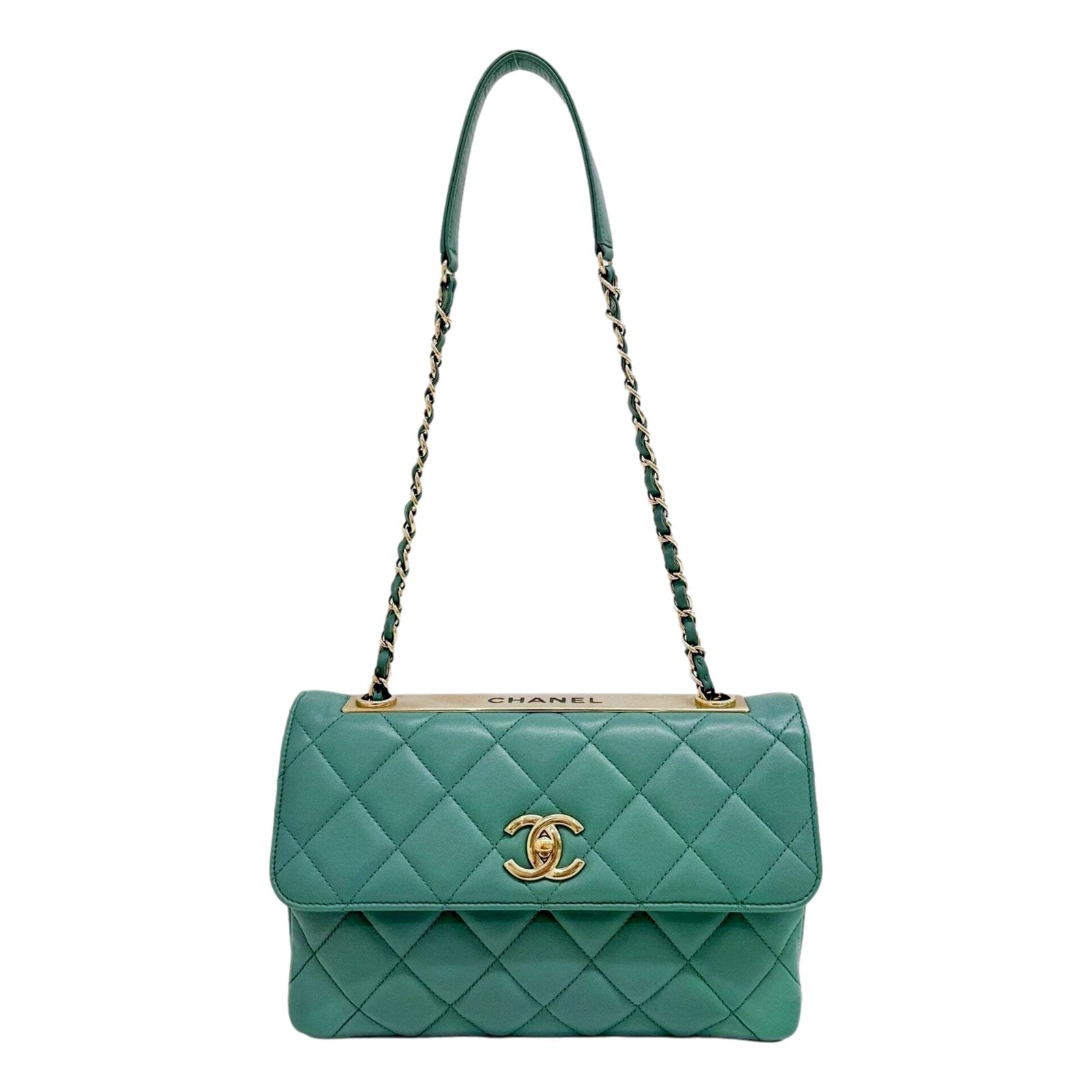 Chanel Trendy CC Flap Matelasse Aquamarine Leather Shoulder Bag