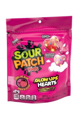 SOUR PATCH KIDS Glow Ups Hearts Soft & Chewy Valentine's Day Candy, 8.47 Oz 