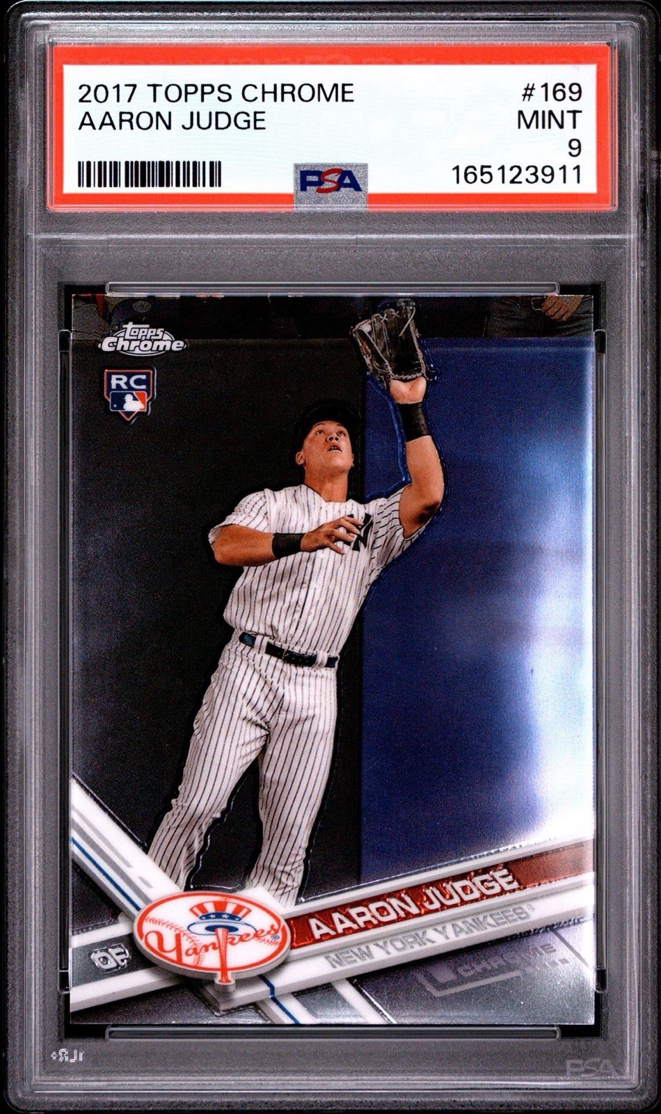 Topps Chrome 2017 Aaron Judge Yankees RC #169 PSA 9 Graded Baseball Card view 2