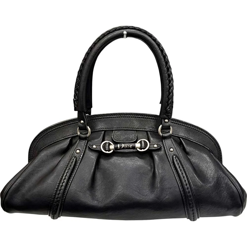 SAC À MAIN AUTHENTIQUE CHRISTIAN DIOR VINTAGE CUIR NOIR FEMME MADE IN ITALY F/S