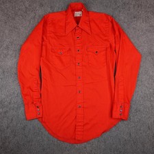 VTG Wrangler Shirt Mens Medium Western Pearl Snap Made USA Permanent Press 70s