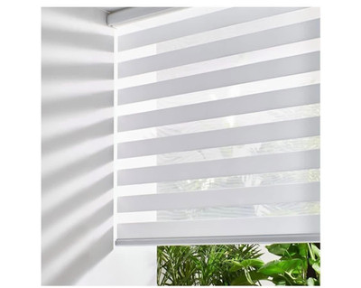 Cordless Zebra Blinds for Windows (47'' W X 47'' H, White) Free-Stop Roller Shades