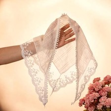 Sorcristy Beige Bandanas Head Scarf Hair Scarf Headband for Women Lace Bandana