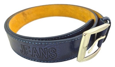 Echt Leder Gürtel Jeans Blau - festes Büffelleder, passt farblich zu Ihrer Jeans
