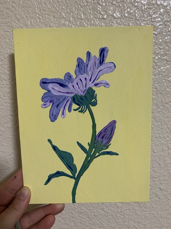 Abstract Purple Flower Acrylic Painting Yellow Art By Madylyne Smith Canvas