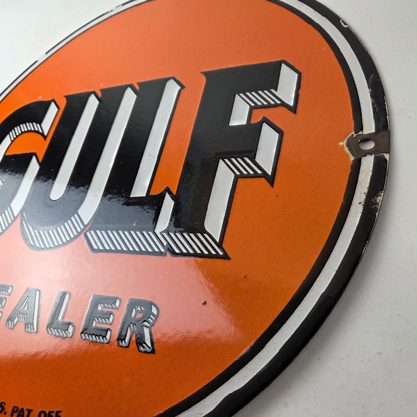Vintage Gulf Gasoline Sign - Heavy Service Station Gas Pump Plate ...