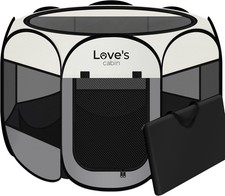 Love's cabin Pet Puppy Dog Playpen, Small Tent Crates Cage Grey