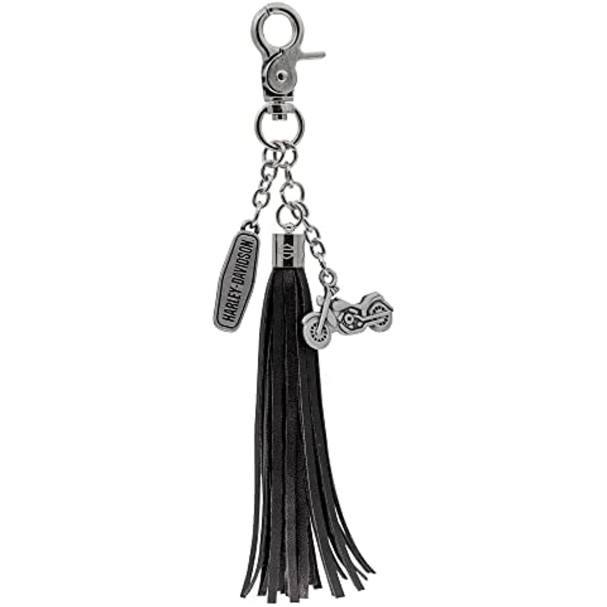 Harley-Davidson Black Tassle with Two Charms Key Chain Zipper Pull