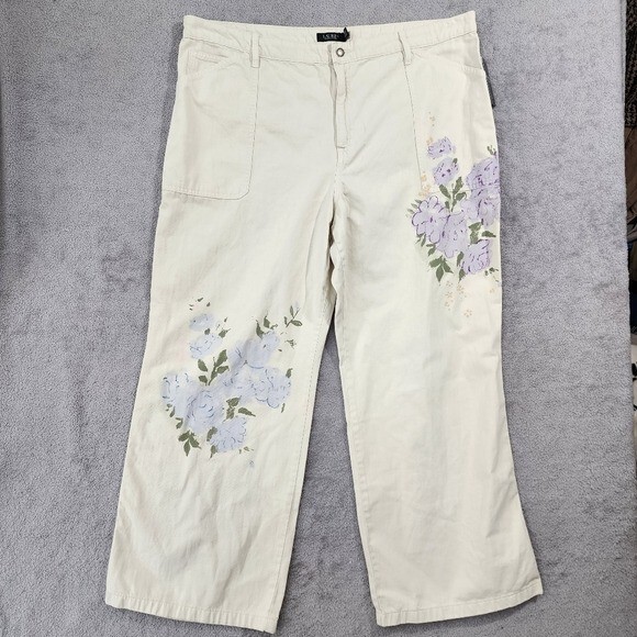 NEW Lauren Ralph Lauren Women's 22W Plus Size Floral Wide-Leg Jean Masca H700 thumbnail 2