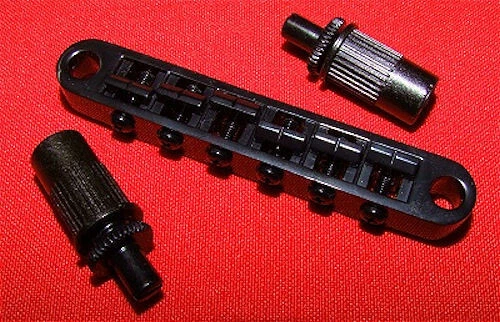 Guitar Parts Tune-o-matic BRIDGE Tuneomatic - w/ Large Post & Bushing - BLACK