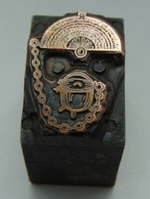 Vintage Printing Letterpress Printers Block Kettle & Chain 