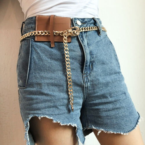Women Metal Belt Cuban Link Chain Jeans Dress Waist Chain Punk Body Jewelry - Picture 2 of 13