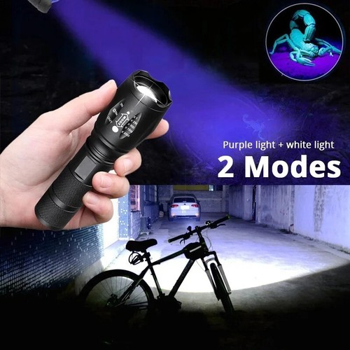 UV Taschenlampe LED Fackel Zoombares Ultraviolett Schwarz Weiß Doppellichtdetekt - Bild 2 von 14