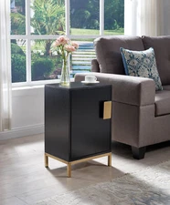 Kings Brand Furniture - Accent Cabinet Side End Table, Nightstand Bedside, Black