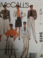 Jacket T Shirt Skirt Pants Shorts 12 McCalls 9416 Sewing Pattern VTG 80s Harper