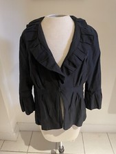 CAbi Womens Blazer Sz 10 Medium Business Casual Cosette Ruffle Black