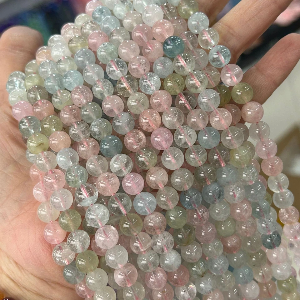 Cuentas de berilo de morganita natural transparente de alta calidad de 4-12 mm para hacer joyas Foto 2 de 4