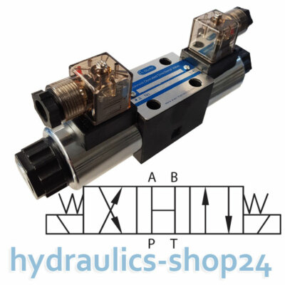 4/3 Wegeventil Magnetventil 12,24,230V Hydraulik NG06 Cetop3 A-B-T-P Verbunden