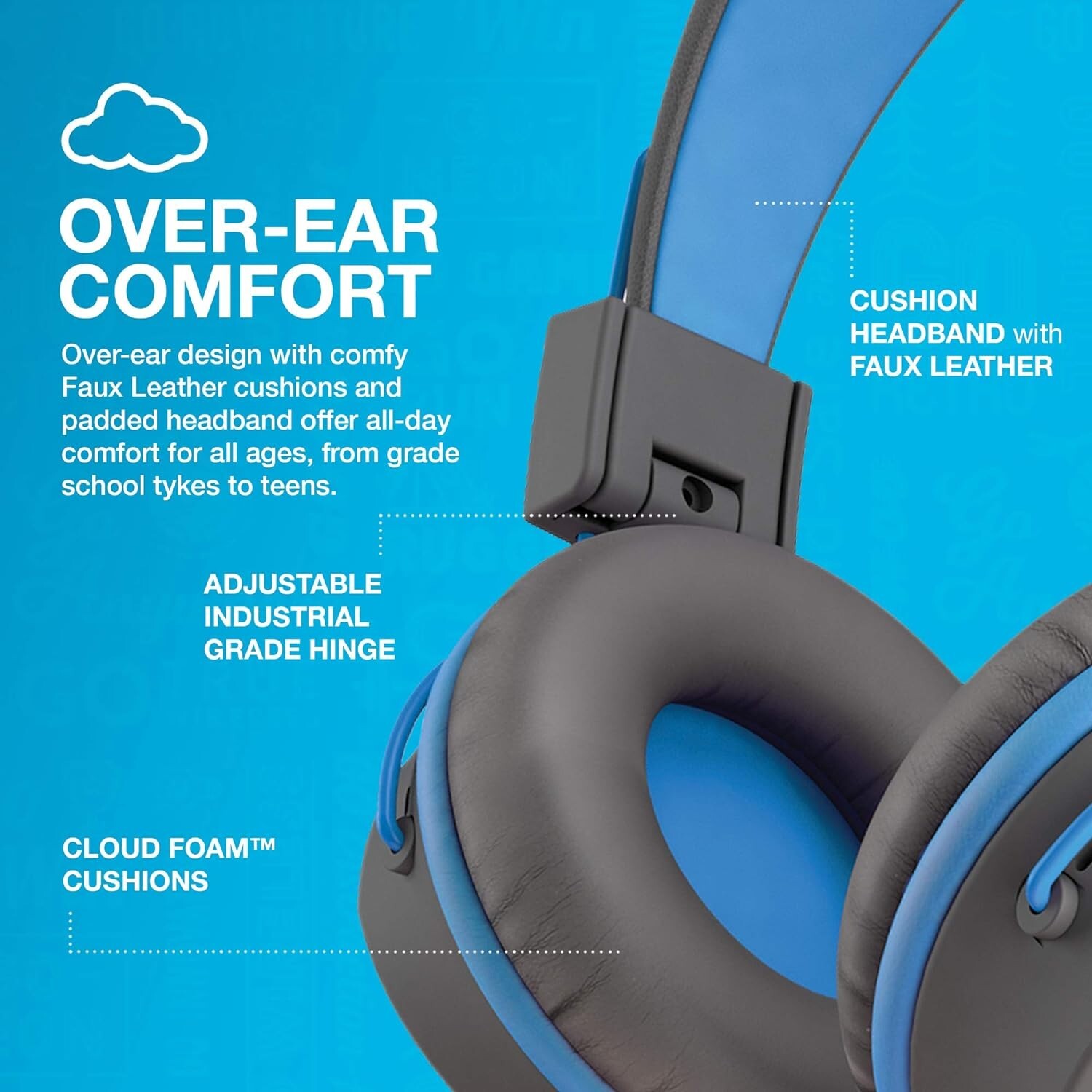 JLab JBuddies Studio Wired Kids Headphones On-Ear, Volume Limiter, School/Travel