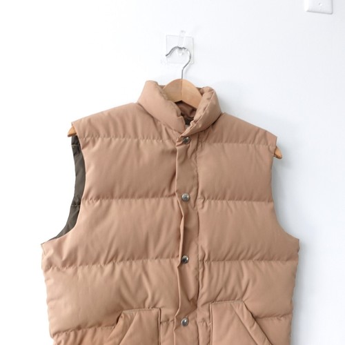 Tan Puffer Jacket Vest Small VINTAGE TOP GEAR Down Insulated Water Repellent - Picture 2 of 16