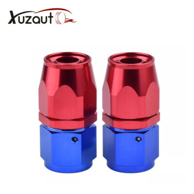 2Pcs Straight AN6 6AN Swivel Hose End Fitting Adaptor Red&Blue For CPE Fuel Hose