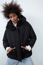 Zara Water Repellent Thick Fur Lined Hooded Padded Parka Coat Jacket Size Xl Nwt