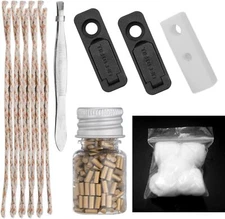 Universal Lighter Repair Kit - 200pcs Flint Stone, 10pcs Wick, 6pcs Cotton Waddi