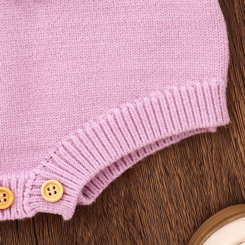 Pagliaccetto in maglia tinta unita ricamo lettere ricamo fiori bambina dolce - Foto 18 di 38
