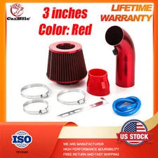 Universal Kit Car Cold Air Intake Filter Induction Pipe Power Hose System Red